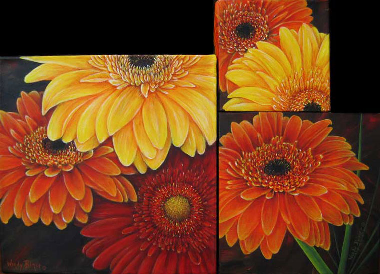 Gerber Daisies painted by Wendy Palmer