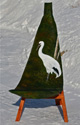 Endangered Whooping Crane painted by Wendy Palmer<br>
				Acrylic on Canvas ~ 51 inch x 21 inch (Triangular canvas) mounted on Handcrafted Cherry Wood Sling Back Easel.<br>
				No reproductions available.